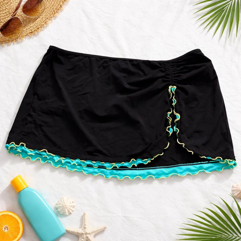 Profile by Gottex Swim Cover-Up Skirt Black Lettuce Edge XL